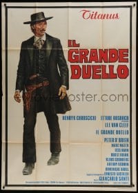 5a793 GRAND DUEL Italian 1p 1973 cool full-length art of cowboy Lee Van Cleef, spaghetti western!