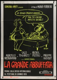 5a794 GRANDE BOUFFE Italian 1p 1973 Marcello Mastroianni, Ugo Tognazzi, wacky Reiser dayglo art!