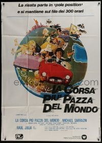 5a796 GUMBALL RALLY Italian 1p 1976 Michael Sarrazin, wacky art of car racing around the world!