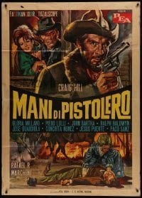 5a798 HANDS OF A GUNFIGHTER Italian 1p 1965 spaghetti western art of cowboy Craig Hill with gun!