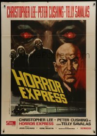 5a805 HORROR EXPRESS Italian 1p 1974 different art of Telly Savalas & monsters over train!