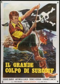 5a813 IL GRANDE COLPO DI SURCOUF Italian 1p R1970s Stefano art of Gerard Barray by pirate ships!