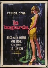 5a931 SIX DAYS A WEEK Italian 1p 1965 La Bugiarda, art of sexy Catherine Spaak by Rodolfo Gasparri!