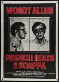 5a950 TAKE THE MONEY & RUN Italian 1p R1970s wacky Woody Allen mug shot in classic mockumentary!