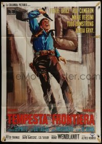 5a960 THUNDER AT THE BORDER Italian 1p 1967 German western, Pierre Brice, cool cowboy artwork!