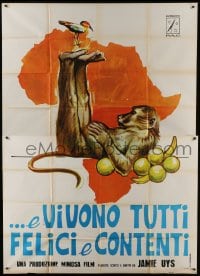 5a292 ANIMALS ARE BEAUTIFUL PEOPLE Italian 2p 1975 Jamie Uys, Africa, great art of monkey & bird!