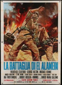 5a295 BATTLE OF EL ALAMEIN Italian 2p 1968 different art of WWII soldiers & tanks by Mario Piovano!