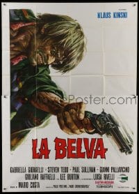 5a296 BEAST Italian 2p 1970 great spaghetti western art of insane Klaus Kinski with revolver!