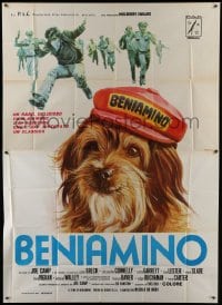 5a299 BENJI Italian 2p 1975 Joe Camp classic dog movie, different art of the dog wearing hat!