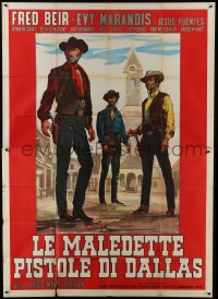 5a323 DAMNED PISTOLS OF DALLAS Italian 2p 1964 cool spaghetti western art of three cowboys!