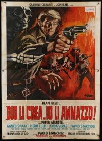 5a359 GOD MADE THEM... I KILL THEM Italian 2p 1968 spaghetti western art with skeleton by Symeoni!
