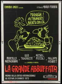 5a364 GRANDE BOUFFE Italian 2p 1973 Reiser blacklight art of naked woman & surprised eating man!