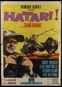 5a368 HATARI Italian 2p 1962 Howard Hawks, cool artwork of John Wayne in Africa by Enzo Nistri!