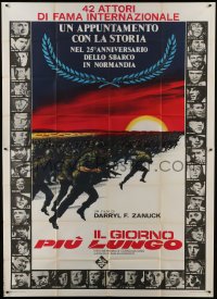 5a393 LONGEST DAY Italian 2p R1969 Zanuck's World War II D-Day movie with 42 international stars!