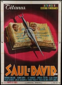 5a426 SAUL E DAVID Italian 2p 1964 great art of dagger laying on the Biblical story book!