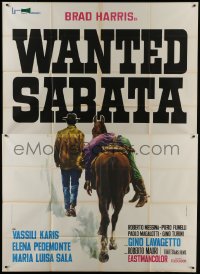 5a462 WANTED SABATA Italian 2p 1970 spaghetti western art of Brad Harris with dead guy on horse!