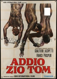 5a466 WHITE DEVIL: BLACK HELL Italian 2p 1971 outrageous art of naked slaves hanging upside-down!