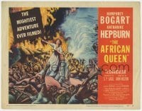 5b003 AFRICAN QUEEN TC 1952 colorful artwork of missionary Katharine Hepburn in native uprising!