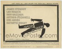 5b001 ANATOMY OF A MURDER style B TC 1959 Otto Preminger, classic Saul Bass dead body silhouette art