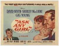5b032 ASK ANY GIRL TC 1959 art of David Niven, sexy Shirley MacLaine & Gig Young!