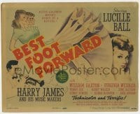 5b051 BEST FOOT FORWARD TC 1943 great art of gorgeous Lucille Ball & Harry James playing trumpet!
