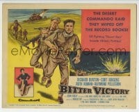 5b057 BITTER VICTORY TC 1958 Nicholas Ray, art of Richard Burton in a desert commando raid in WWII!