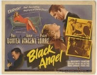 5b058 BLACK ANGEL TC 1946 tough guy Dan Duryea, sexy June Vincent, Peter Lorre with gun!