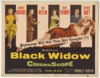 5b060 BLACK WIDOW TC 1954 Ginger Rogers, Gene Tierney, Van Heflin, George Raft, sexy art!