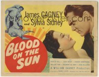 5b064 BLOOD ON THE SUN TC 1945 James Cagney in fight, plus close up with sexy Sylvia Sidney!