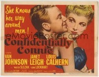5b100 CONFIDENTIALLY CONNIE TC 1953 romantic close up art of sexy Janet Leigh & Van Johnson!