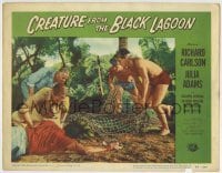 5b612 CREATURE FROM THE BLACK LAGOON LC #6 1954 divers Carlson & Denning catch the monster in net!