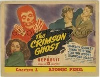 5b106 CRIMSON GHOST chapter 1 TC 1946 great color image of spooky title character, Atomic Peril!