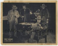 5b627 DEAD GAME LC 1923 cowboy Hoot Gibson in chair reading newspaper surrounded by bad guys!