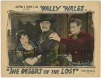 5b633 DESERT OF THE LOST LC 1927 c/u of Wally Wales w/ gun rescuing Peggy Montgomery from bad guy!