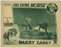 5b637 DEVIL HORSE chapter 9 LC 1932 guy holds gun on other guy holding girl, Harry Carey in border!