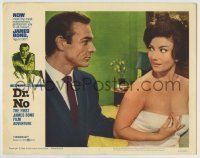 5b654 DR. NO LC #3 1962 Sean Connery as James Bond stares at sexy Zena Marshall wearing only towel!