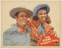 5b657 DYNAMITE CANYON LC 1941 great smiling portrait of cowboy Tom Keene & pretty Evelyn Finley