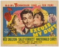 5b150 EXCUSE MY DUST TC 1951 great art of Red Skelton being kissed by two pretty girls!