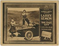 5b152 FALL GUY TC 1921 slapstick comic Larry Semon standing on cool car by Norma Nichols, rare!