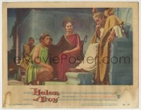 5b724 HELEN OF TROY LC #2 1956 Jacques Sernas kneels before Cedric Hardwicke as Priam on throne!