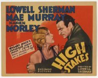 5b223 HIGH STAKES TC 1931 art of Lowell Sherman grabbing scared Mae Murray, Broadway stage smash!
