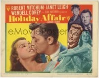 5b734 HOLIDAY AFFAIR LC #5 1949 best romantic close up of Robert Mitchum & pretty Janet Leigh!
