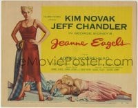 5b258 JEANNE EAGELS TC 1957 romantic art of sexy Kim Novak & laying with Jeff Chandler!