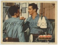 5b766 KISS OF DEATH LC #7 1947 close up of Victor Mature grabbing young guy, film noir classic!