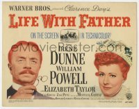 5b287 LIFE WITH FATHER TC 1947 art of William Powell & Irene Dunne, directed by Michael Curtiz!