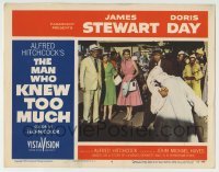 5b794 MAN WHO KNEW TOO MUCH LC #4 1956 James Stewart & Doris Day watch Gelin w/ knife in his back!