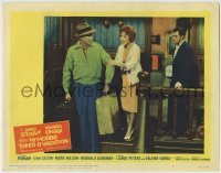 5b811 MR. HOBBS TAKES A VACATION LC #6 1962 Maureen O'Hara grabs Jimmy Stewart as Saxon watches!