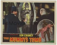 5b812 MUMMY'S TOMB LC #7 R1948 Turhan Bey & old man examine monster Lon Chaney Jr. in sarcophagus!