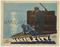 5b820 NAKED CITY LC #4 1947 Ted de Corsia about to kill Walter Burke on the New York waterfront!