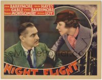 5b824 NIGHT FLIGHT LC 1933 great c/u of angry Helen Hayes grabbing equally angry John Barrymore!